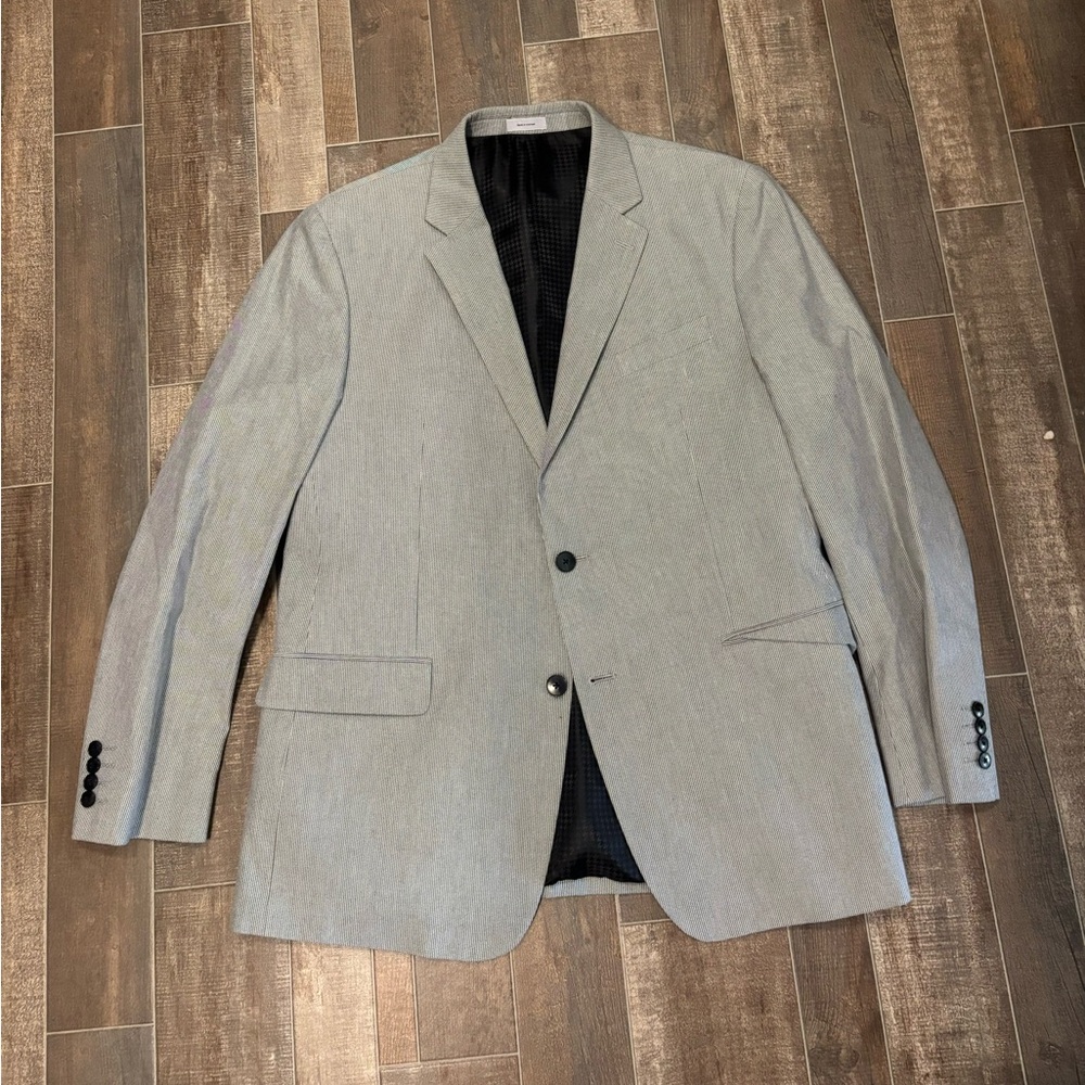 Light Gray Mens Pinstripe J.Ferrar slim fit suit coat